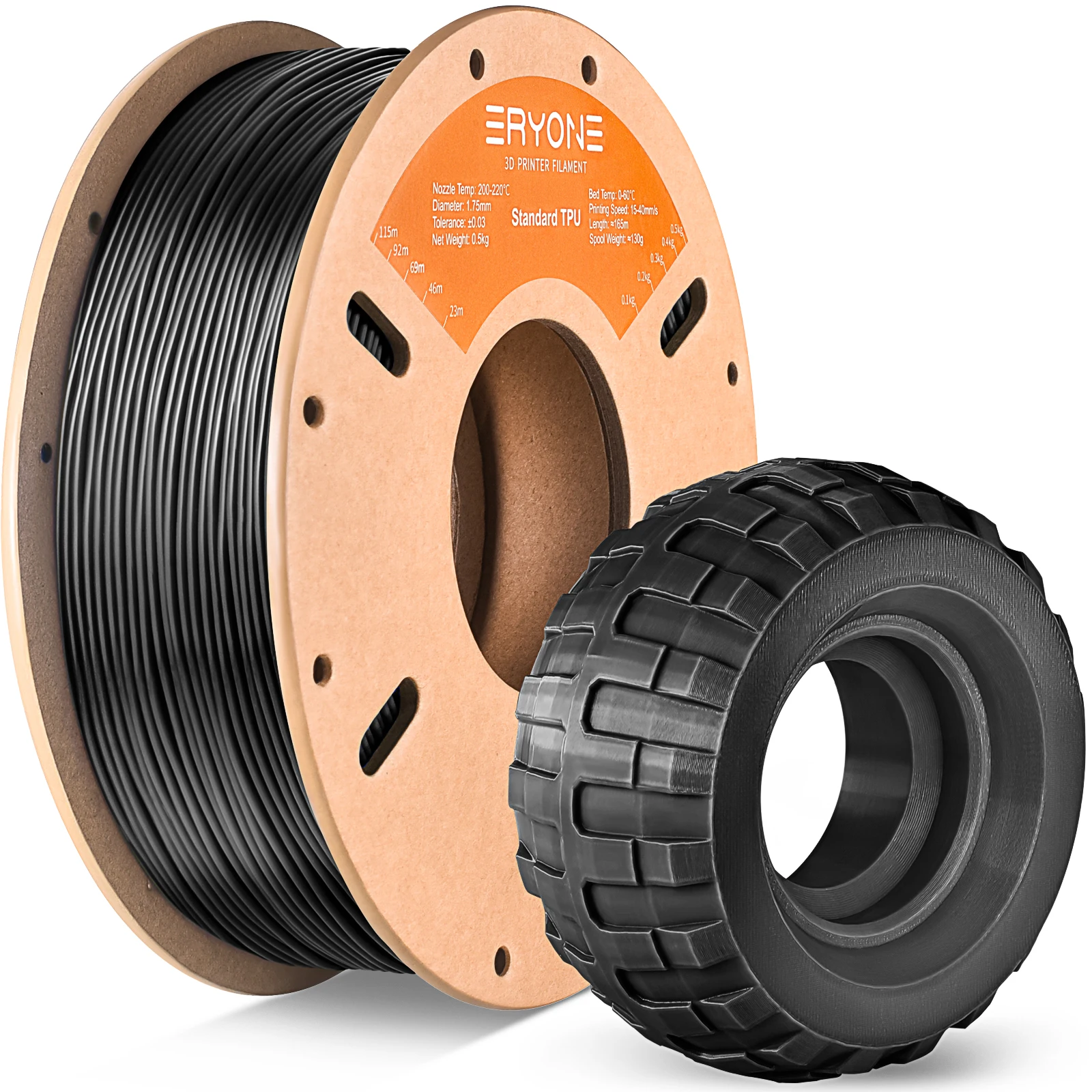 Eryone TPU Filament 1.75mm 0.5kg Spool - Flexible 3D Printing Material